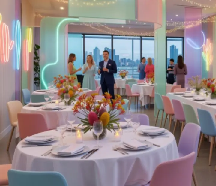 Contemporary Australian restaurant interior prepared for a private event