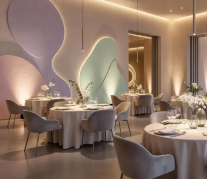 Full restaurant venue set up for an exclusive private celebration