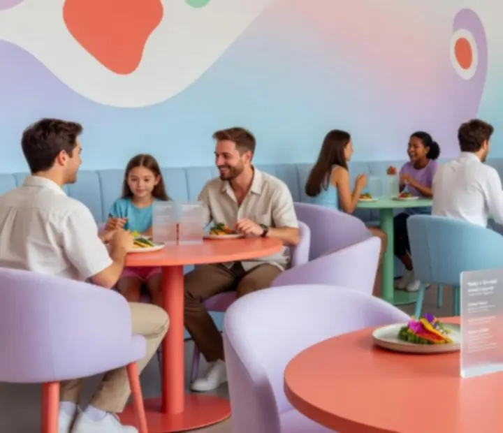 Vibrant Australian restaurant interior at Midnight Stack Supper with guests enjoying food and offline poker chips
